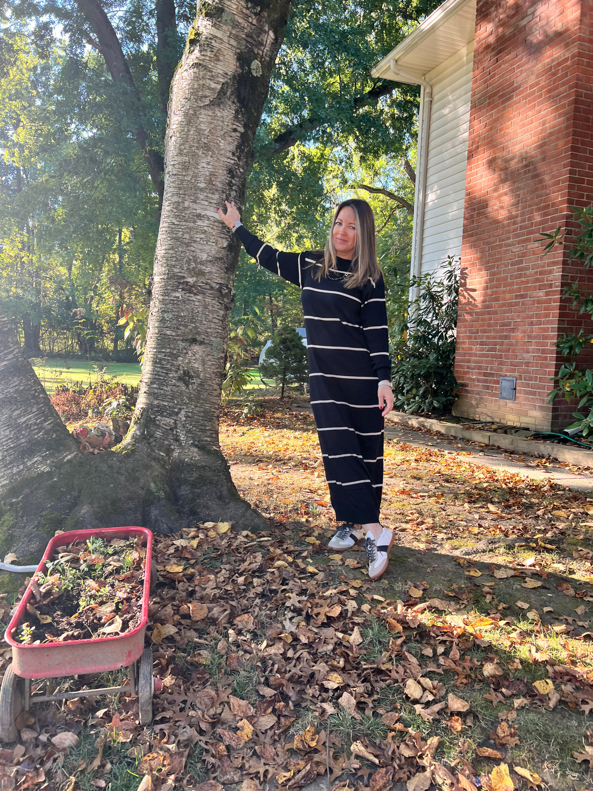 Long Stripe Sweater Dress