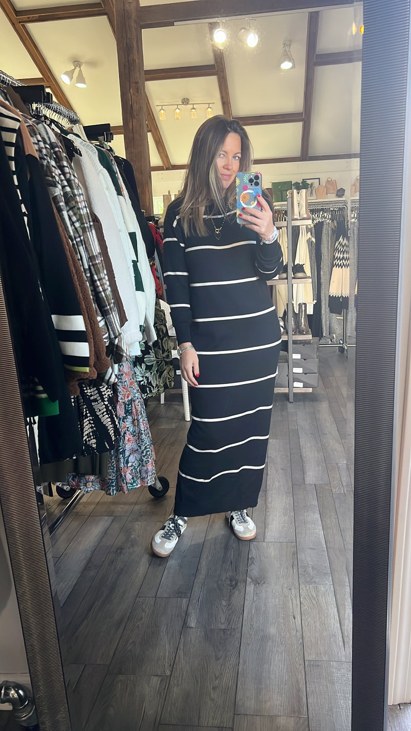 Long Stripe Sweater Dress