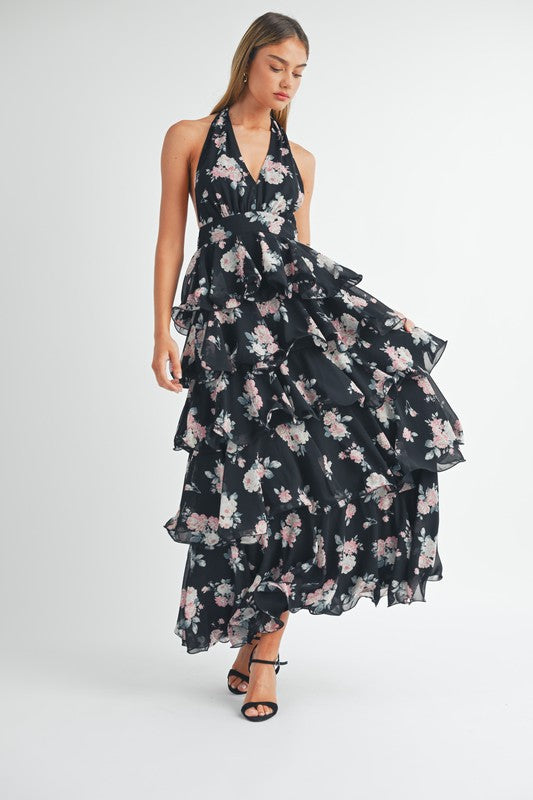 Tasha Tier Halter Maxi Dress