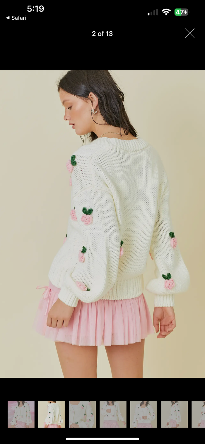 Maddie 3D Flower Cardigan