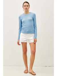 Ribbed Crewneck Longsleeve Basic Top