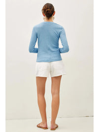 Ribbed Crewneck Longsleeve Basic Top