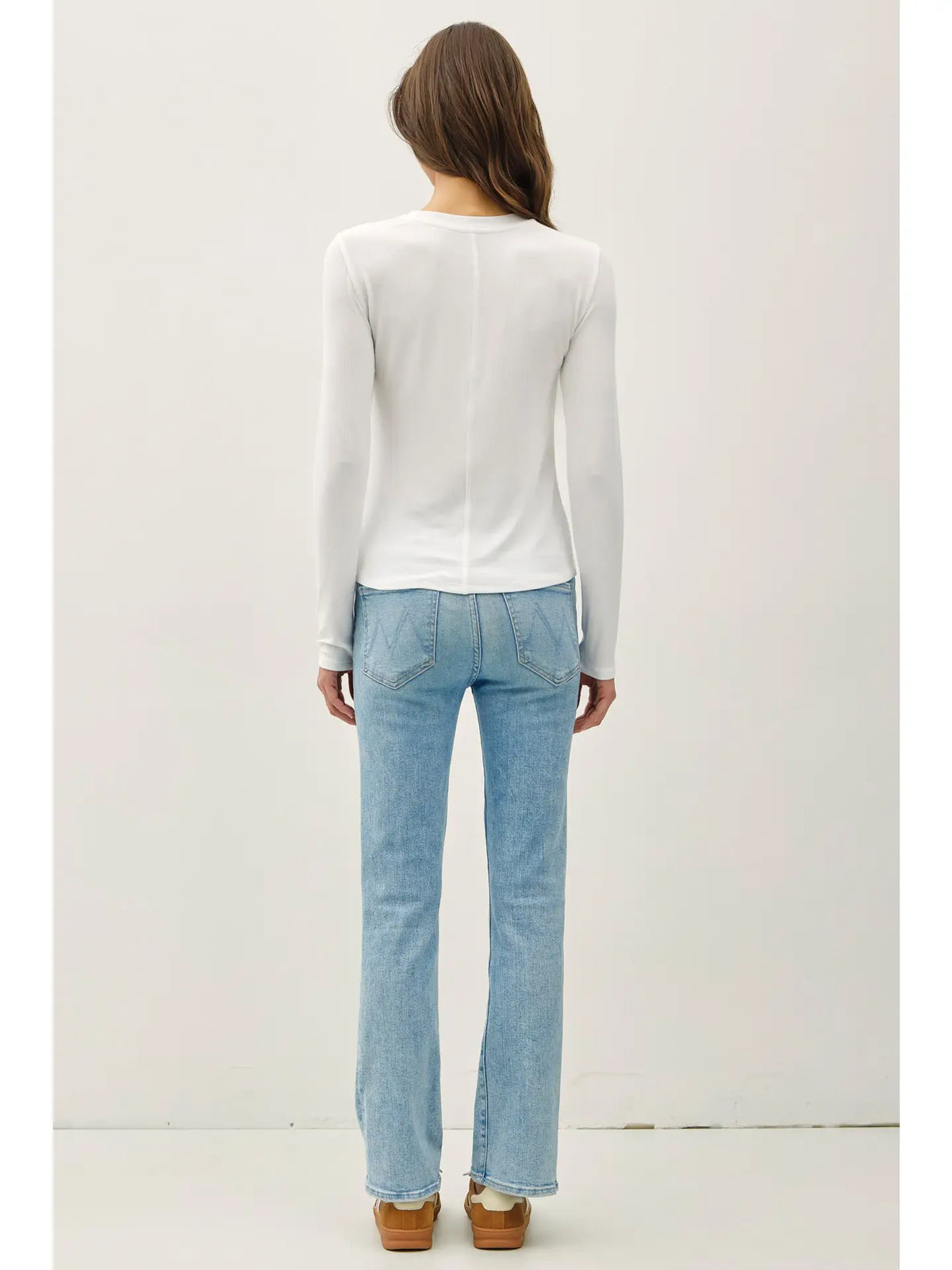 Ribbed Crewneck Longsleeve Basic Top