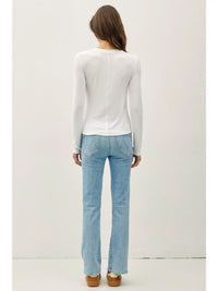 Ribbed Crewneck Longsleeve Basic Top