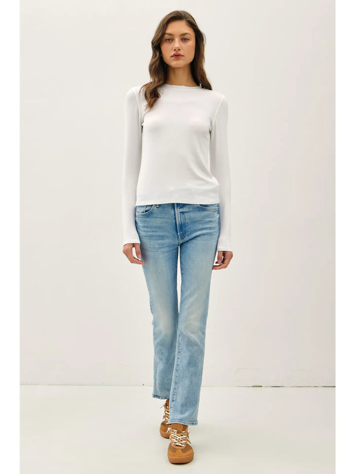 Ribbed Crewneck Longsleeve Basic Top