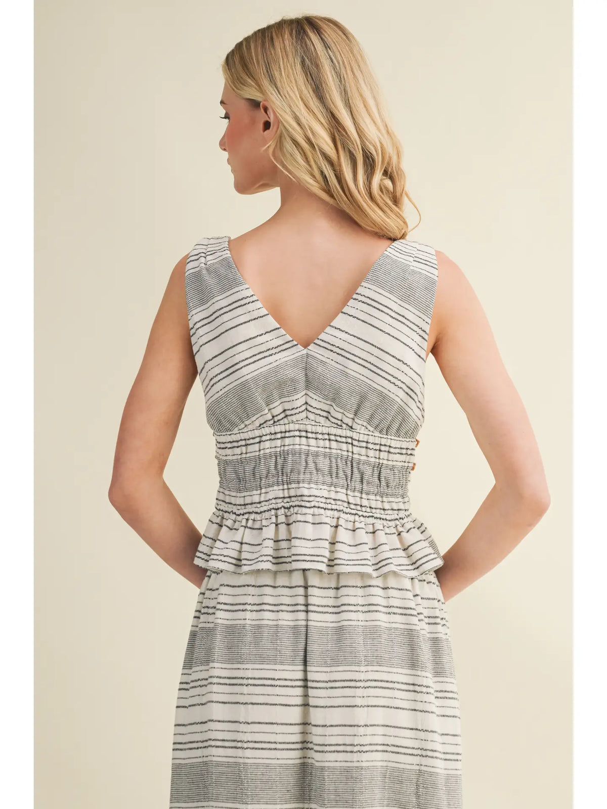 Twisted Strap Shirred Tiered Top