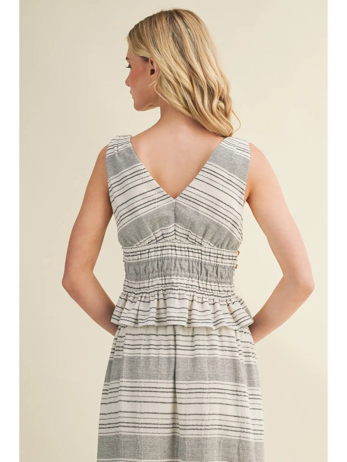 wisted Strap Shirred Tiered Top