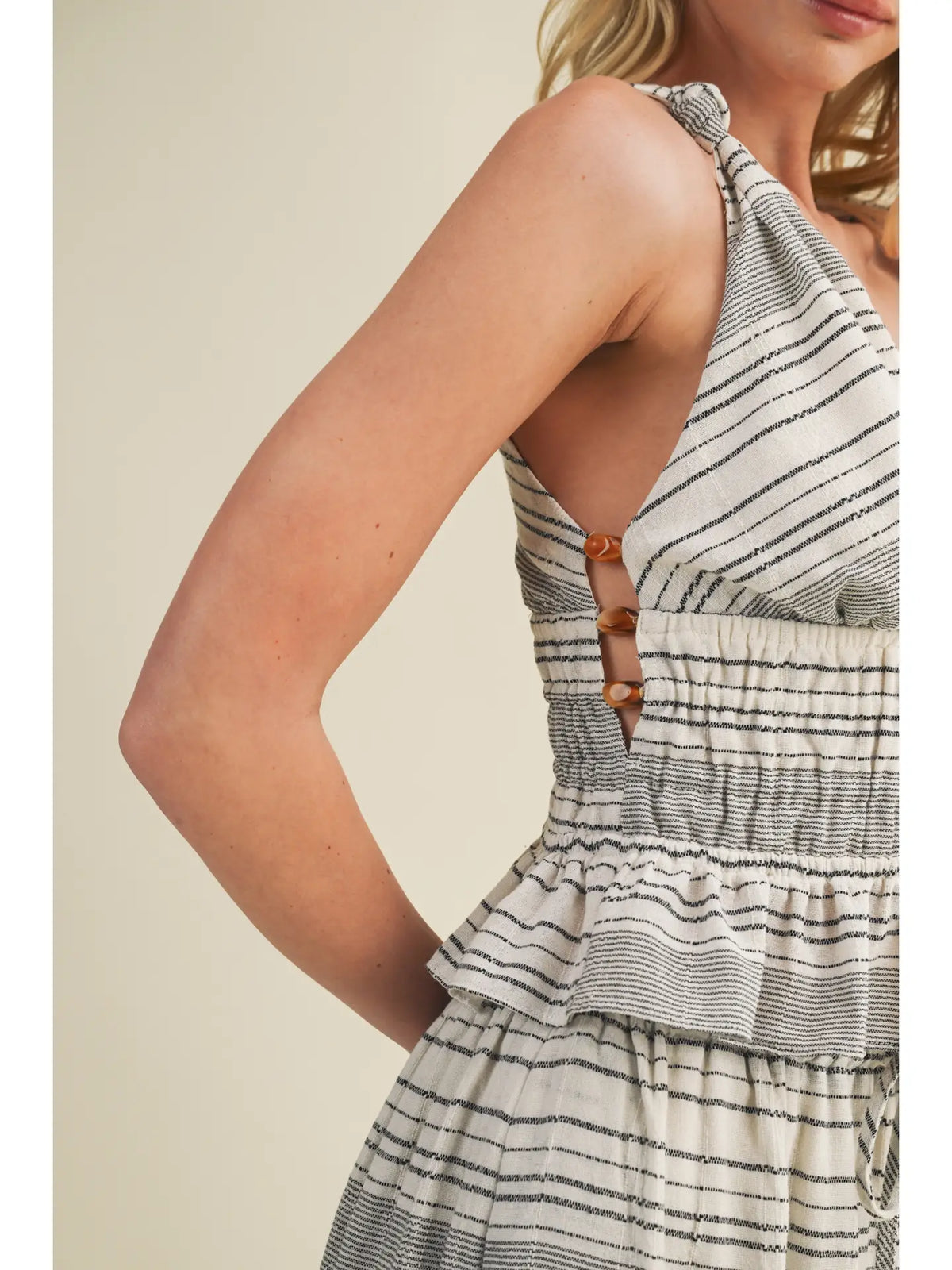 Twisted Strap Shirred Tiered Top