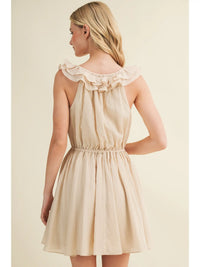 Cascading Ruffle Drawstring Waist Dress