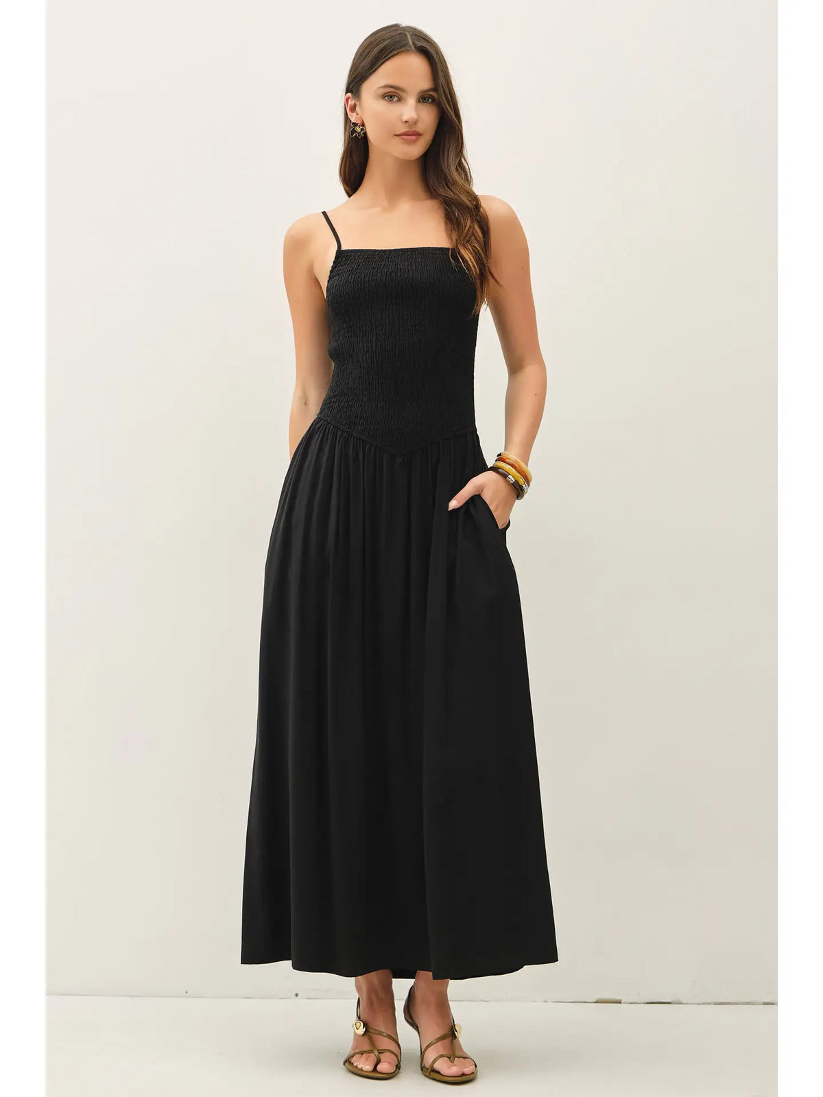 Sunshine Day Smocked Bodice Tank Midi Dress