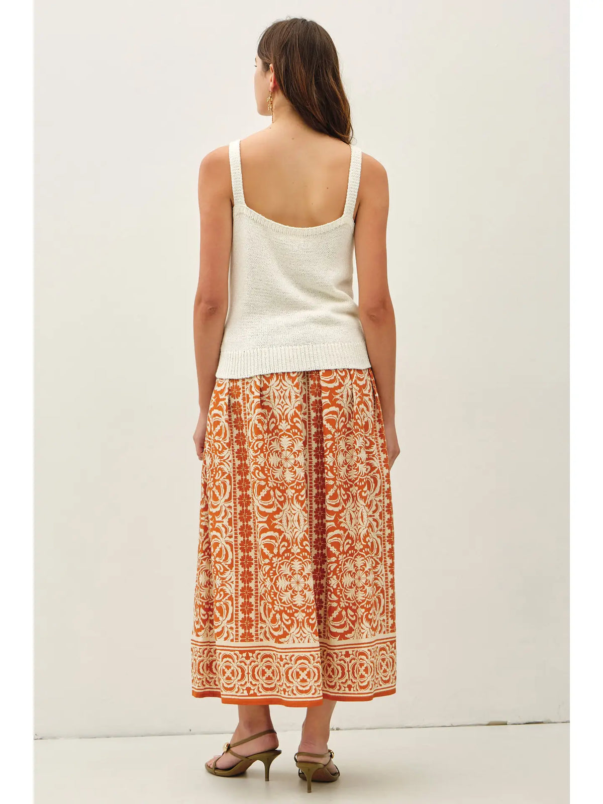 Off white cut out knit detail tank