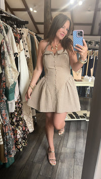 Sugar & Spice Gingham Halter Mini Dress