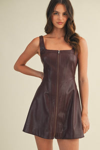 Vino Vixen Faux Leather Zipper Dress