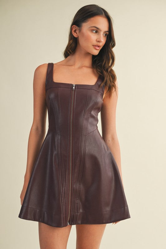 Vino Vixen Faux Leather Zipper Dress