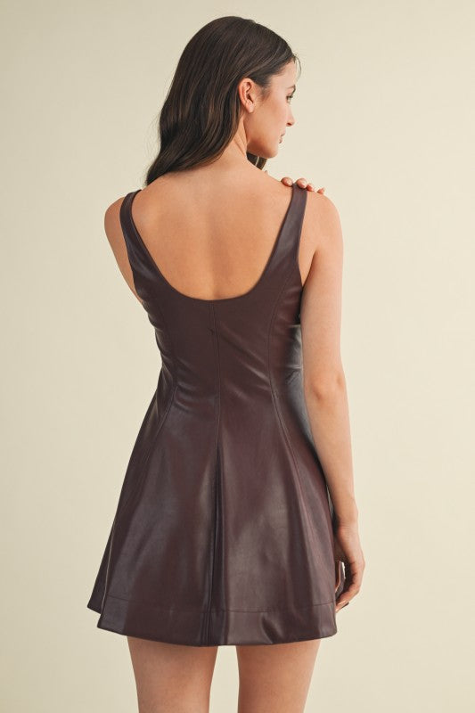 Vino Vixen Faux Leather Zipper Dress