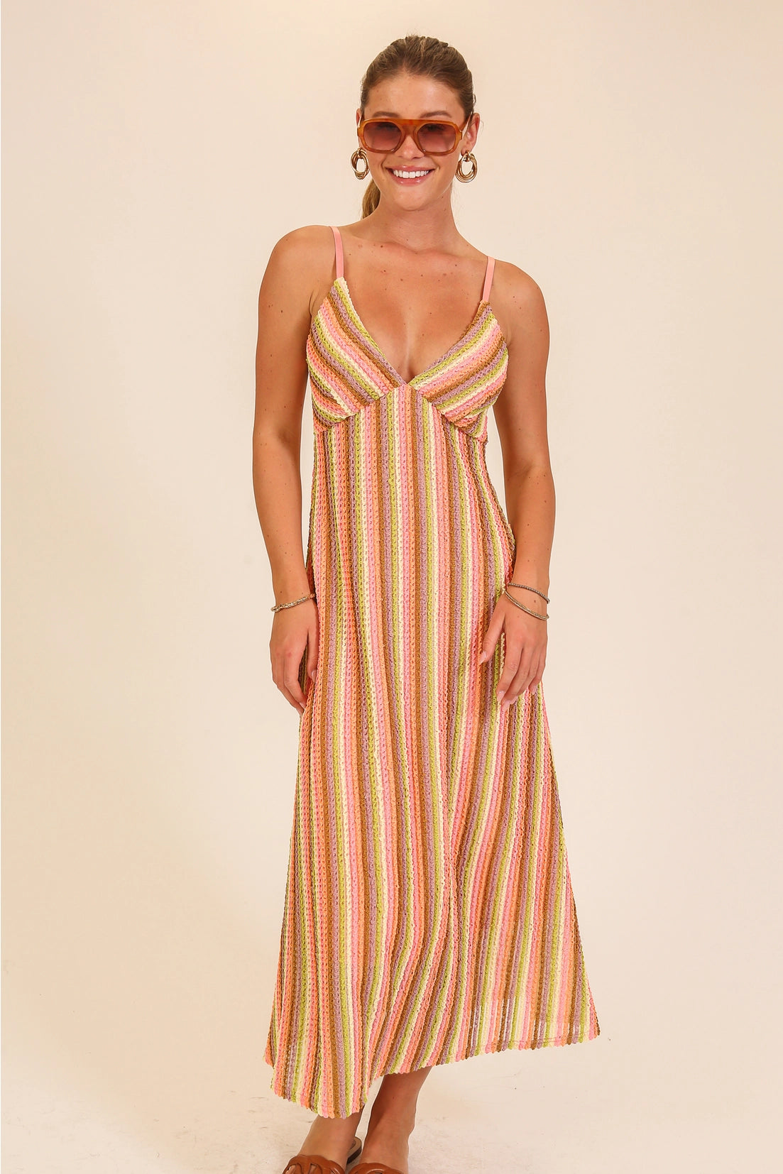 Striped Crochet Vacation Dress
