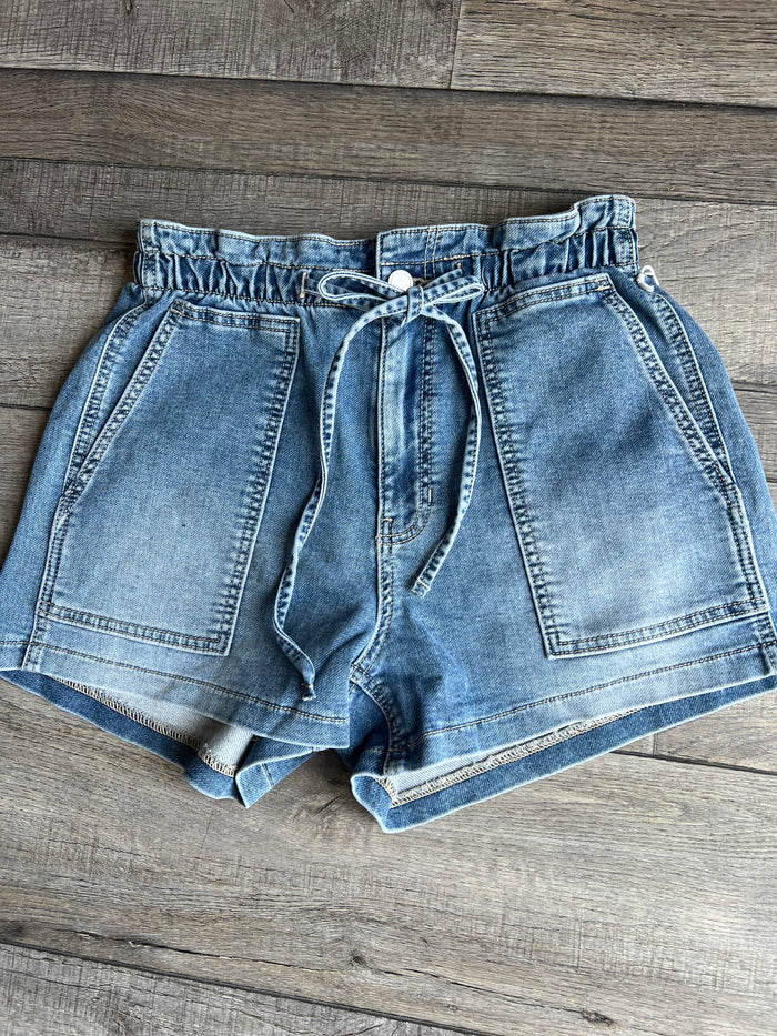 Pull On Pocket Shorts Just Black Denim