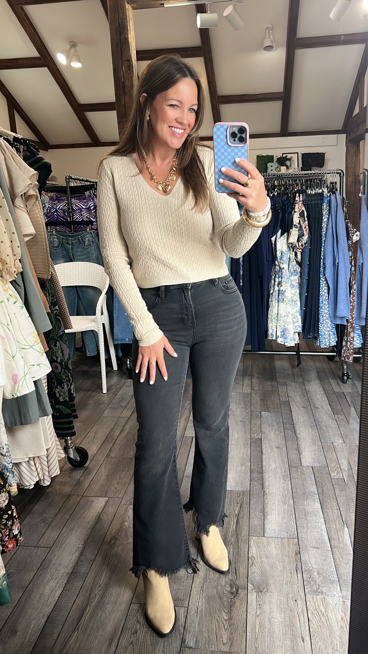 Hidden Happi High Waisted Super Fray Flare 27” inseam