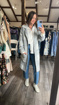 Gray Plaid Cozy Cardigan