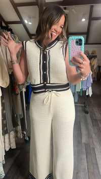 Borderland Button Front Crochet Top