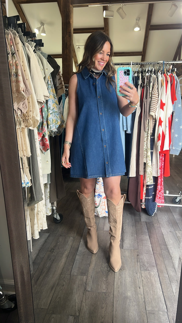 New Day Denim Mini Dress Deep Water