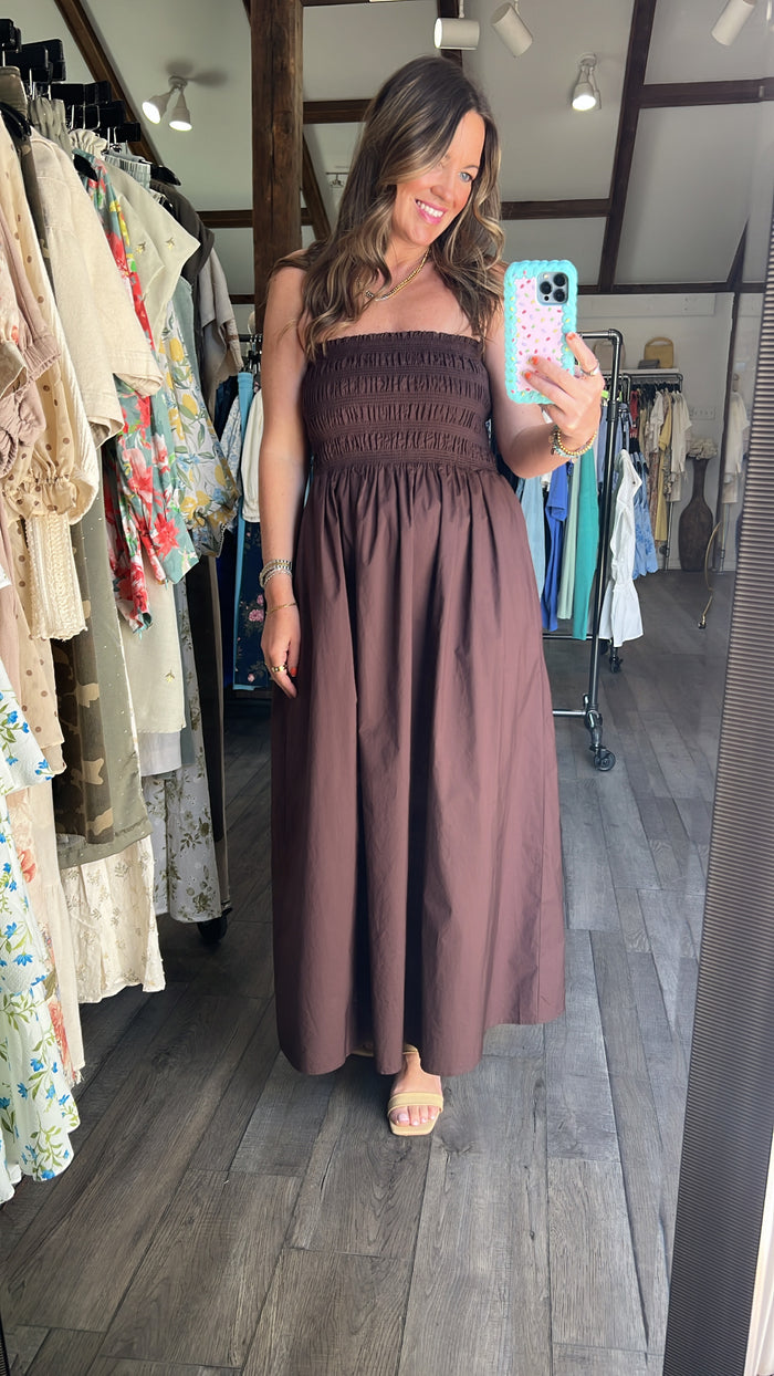 Cornelia Poplin Midi Dress Chocolate Cherry