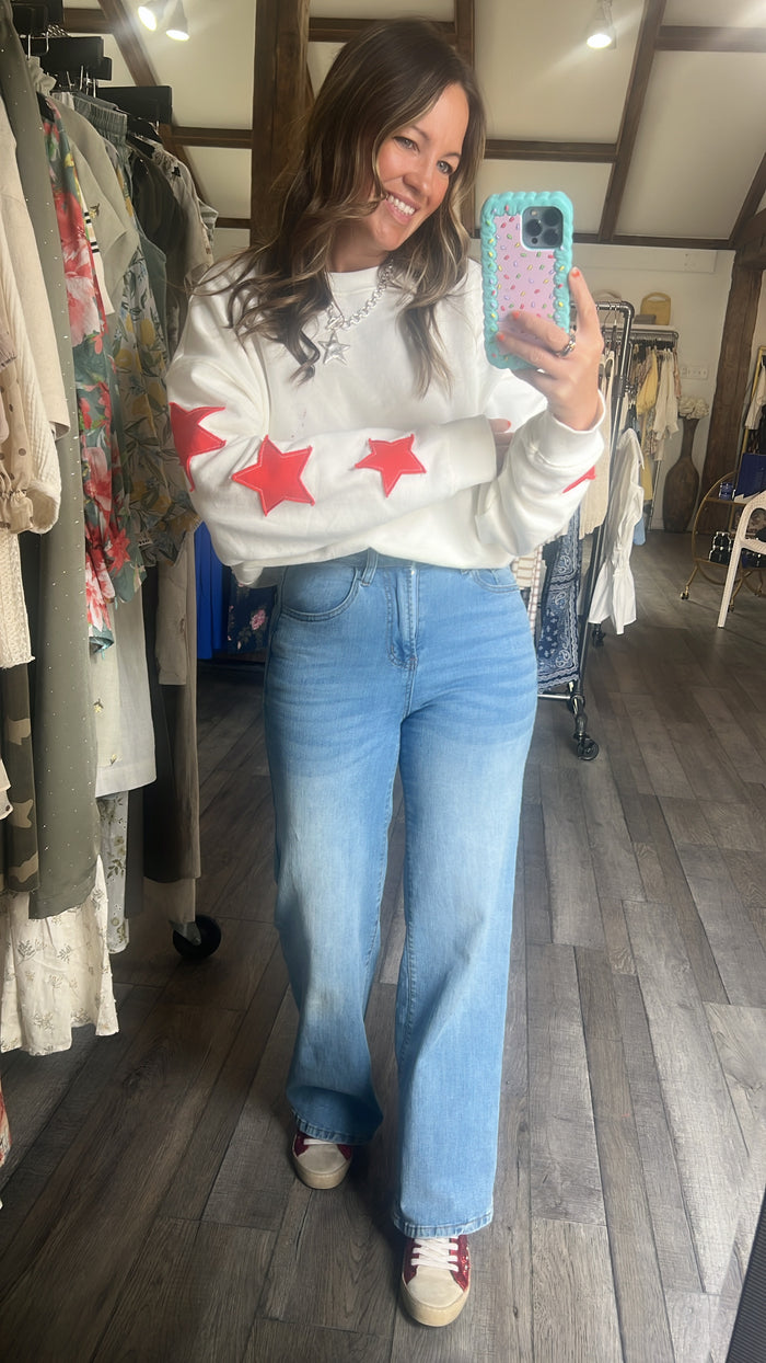 Stars First Date Sweatshirt Sea Salt