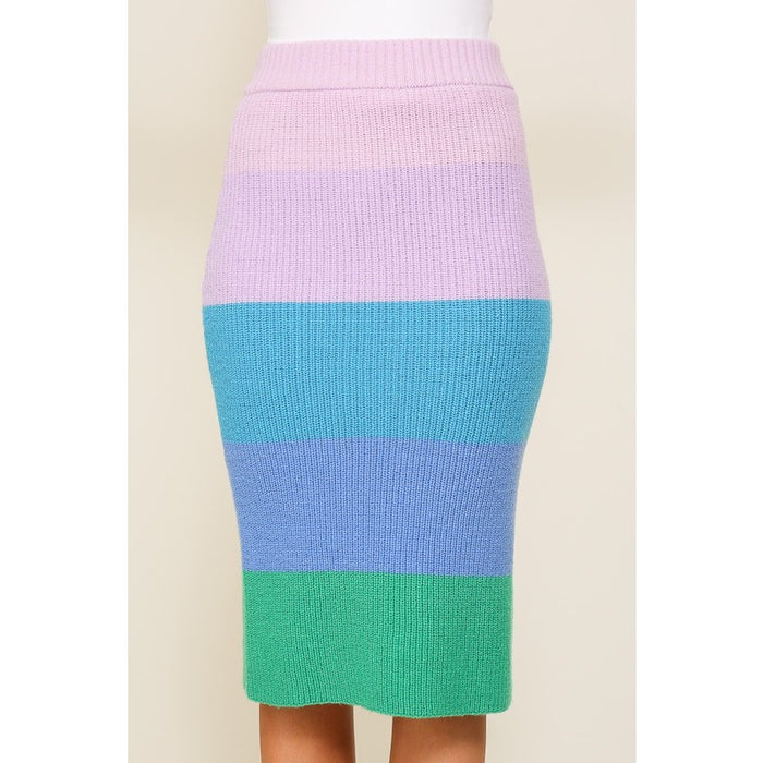 Multi Color Sweater Midi Skirt