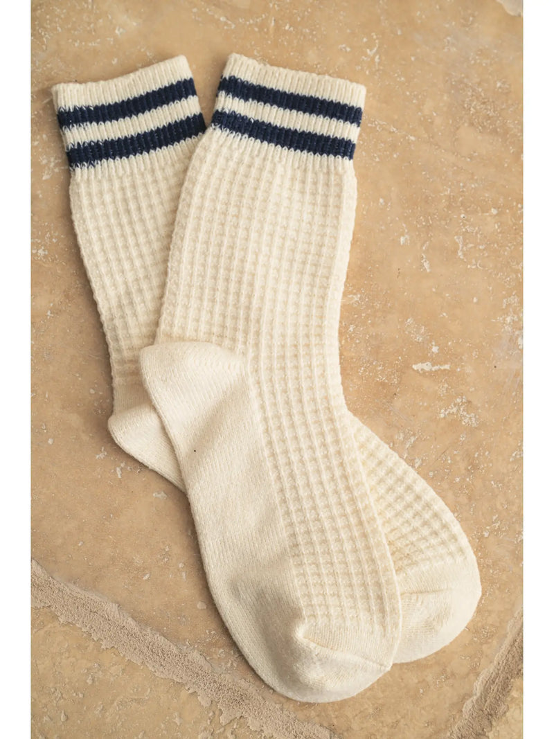 Waffle Pattern Striped Socks
