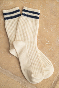 Waffle Pattern Striped Socks