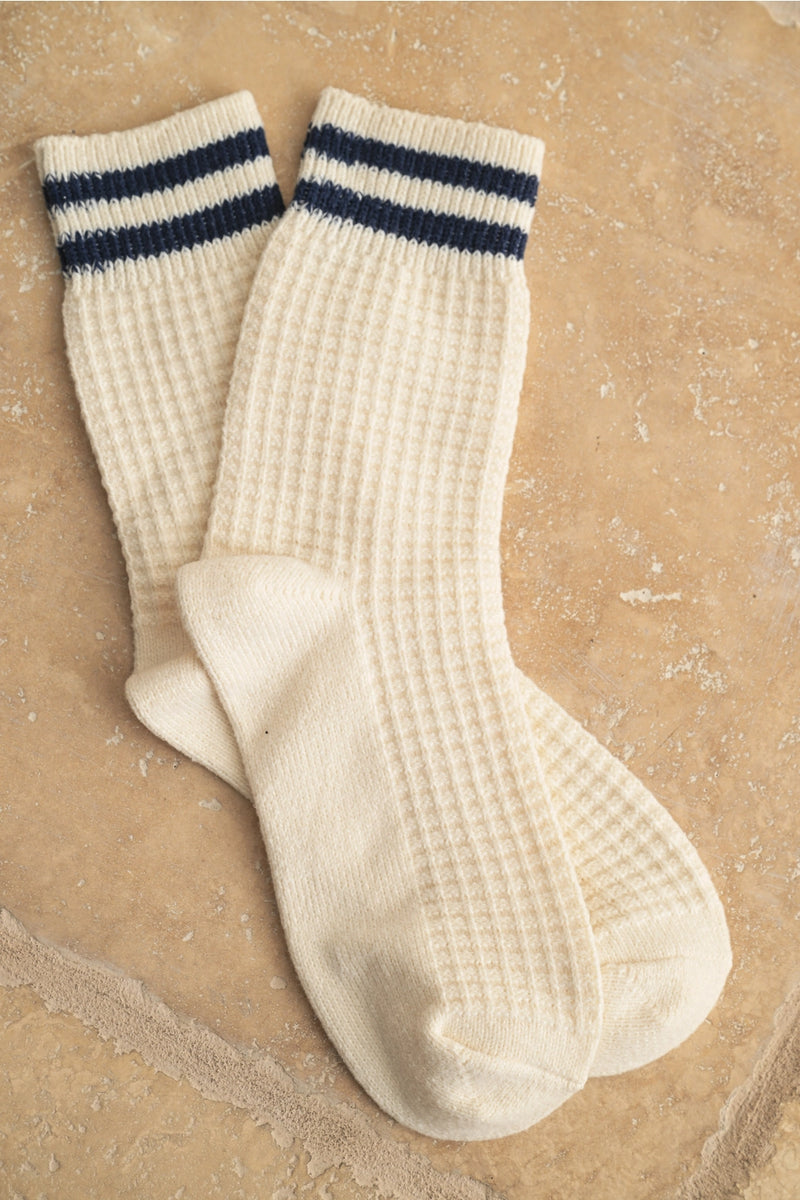 Waffle Pattern Striped Socks
