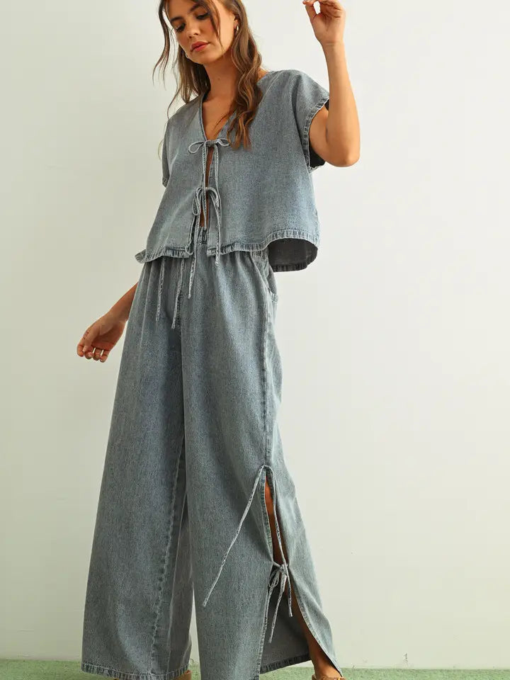 Denim Tied On Side Pants