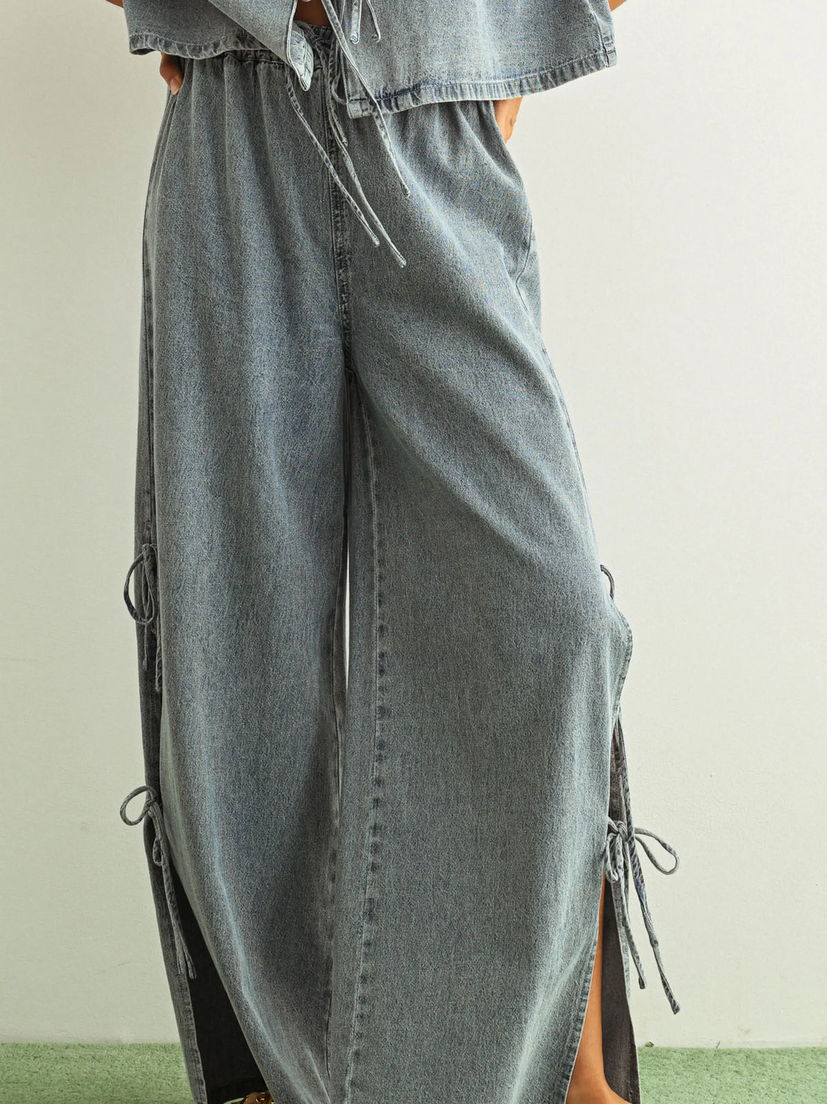 Denim Tied On Side Pants