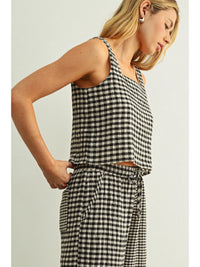 Black & Cream Check Top