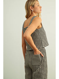 Black & Cream Check Top