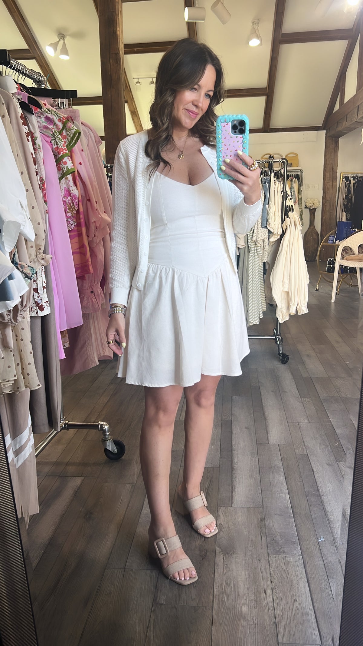 Natural Element Linen Waist Mini Dress