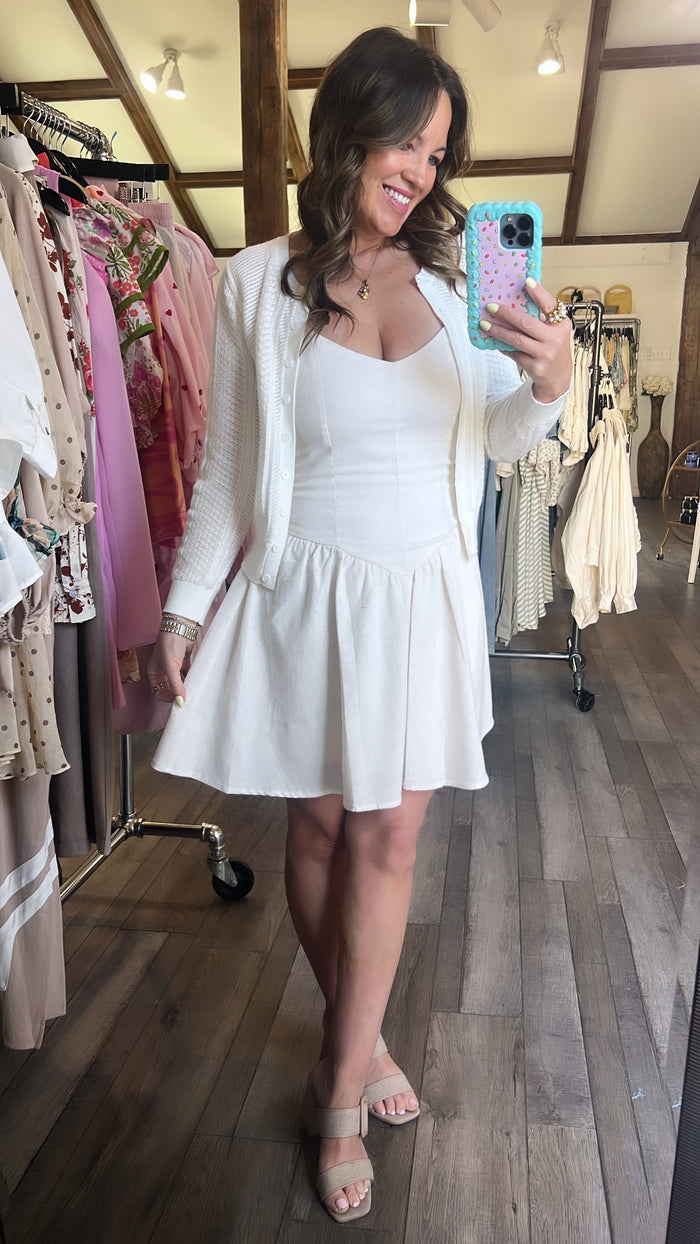 Natural Element Linen Waist Mini Dress
