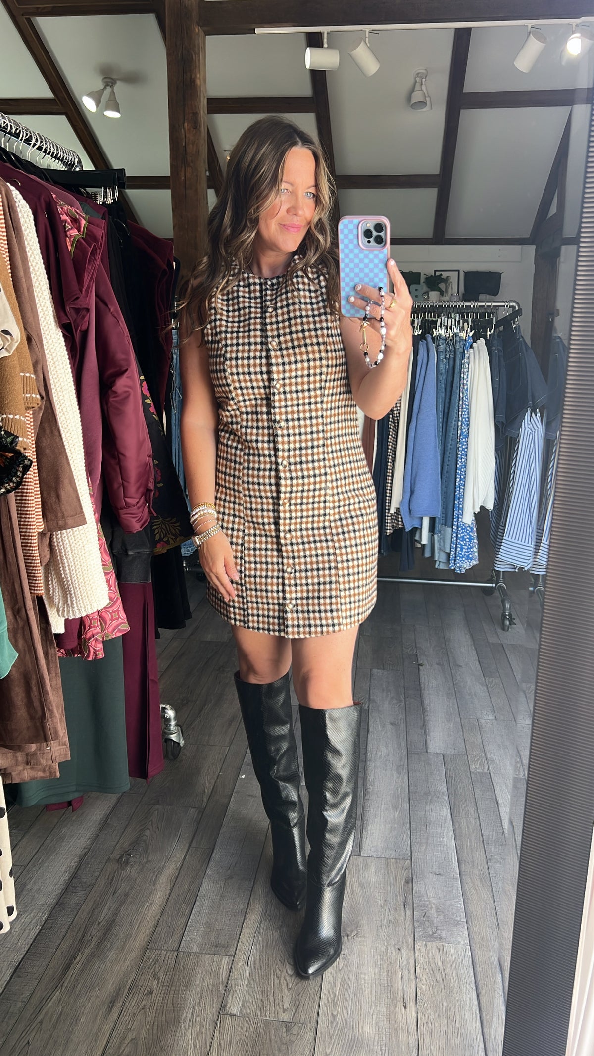 Chestnut Check Dress