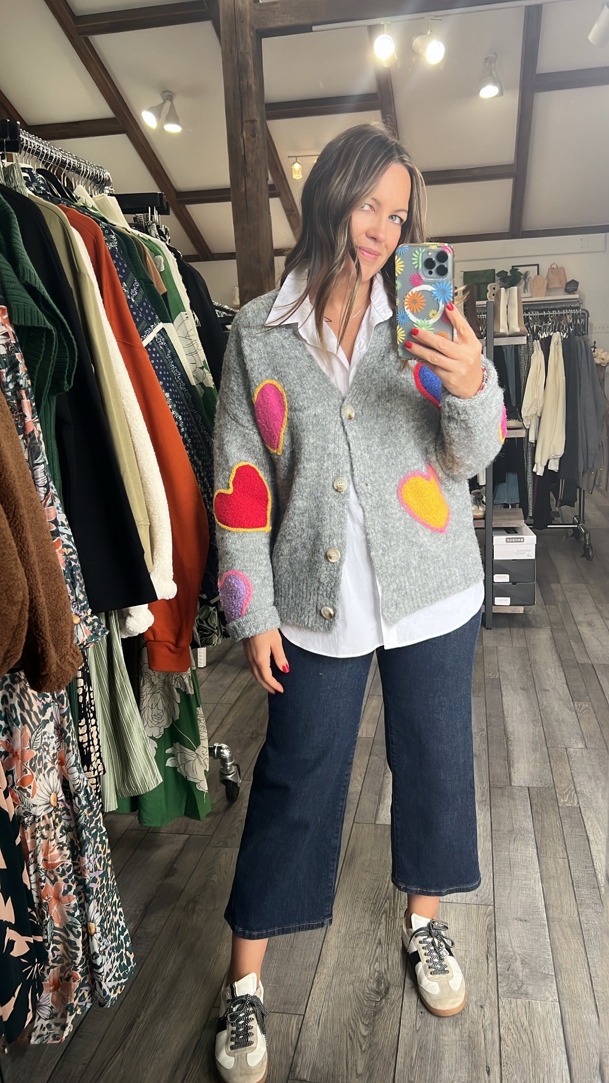 Heart so Happy Grey Button Sweater