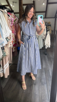 Sail With Me Navy Stripe Dress