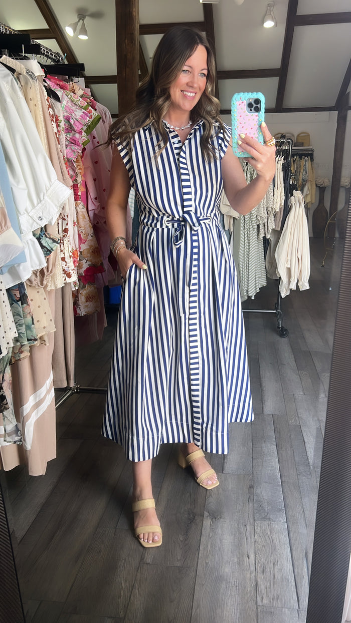 Sail With Me Navy Stripe Dress