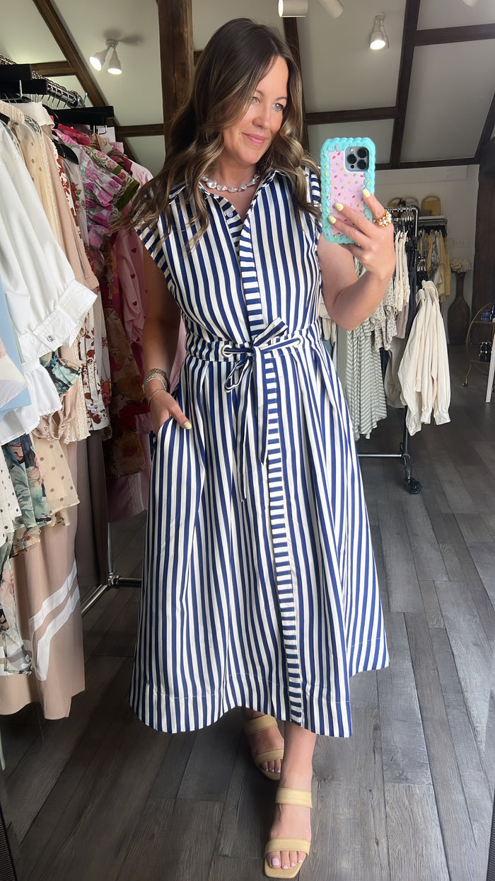 Sail With Me Navy Stripe Dress