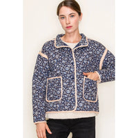 Navy Floral Quilted Jacket