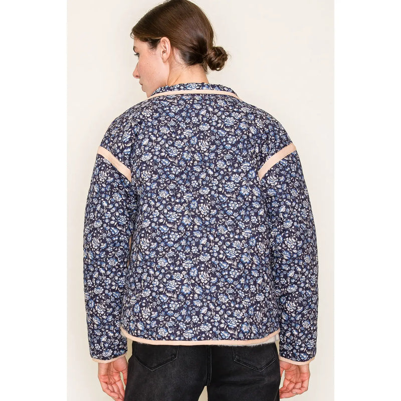 Navy Floral Quilted Jacket