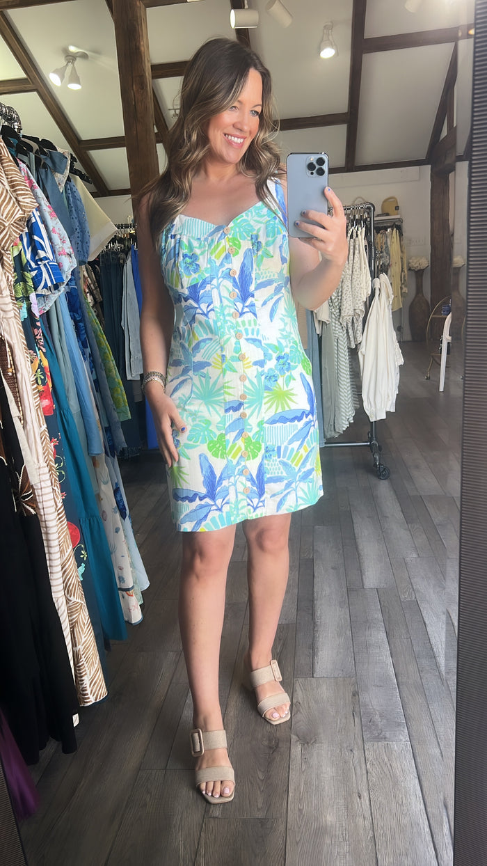 Tropical Linen Cross Back Dress