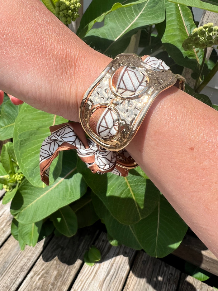 Wavy Cuff Scarf Bracelet Brown