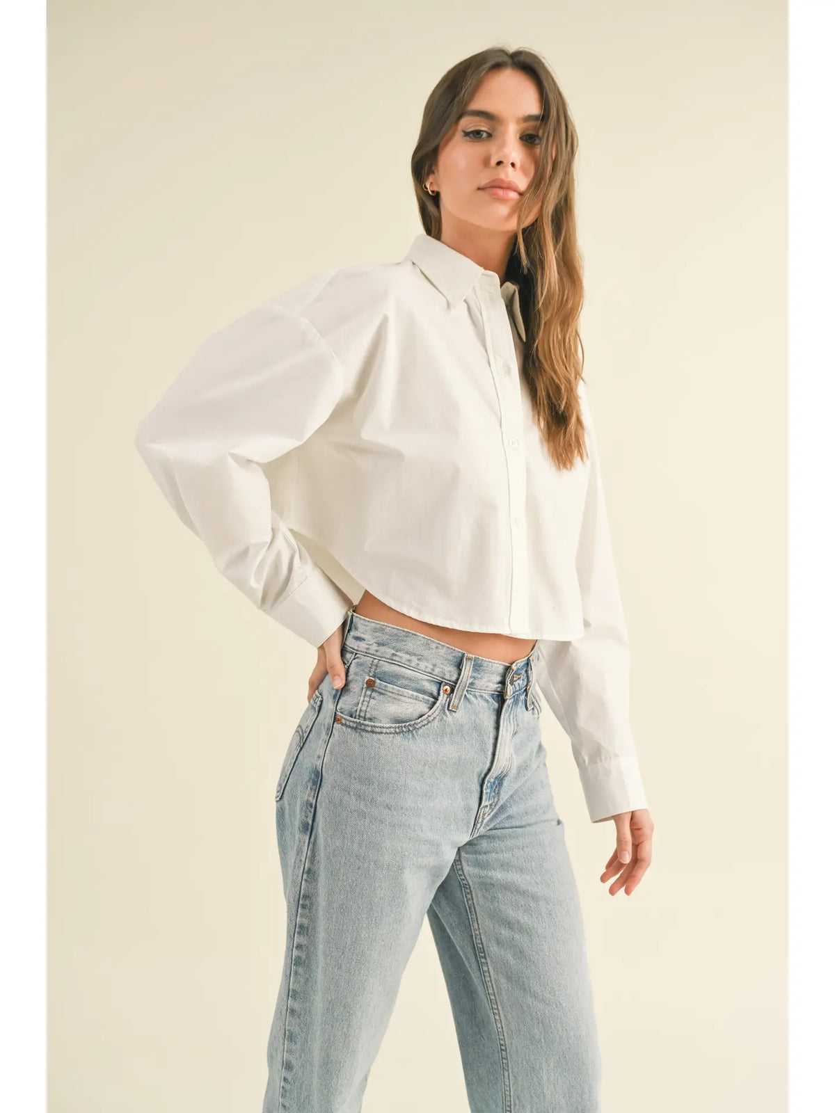 Wren White Cropped Button Down