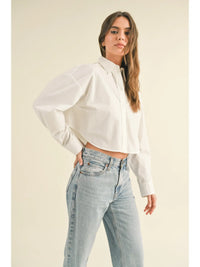 Wren White Cropped Button Down