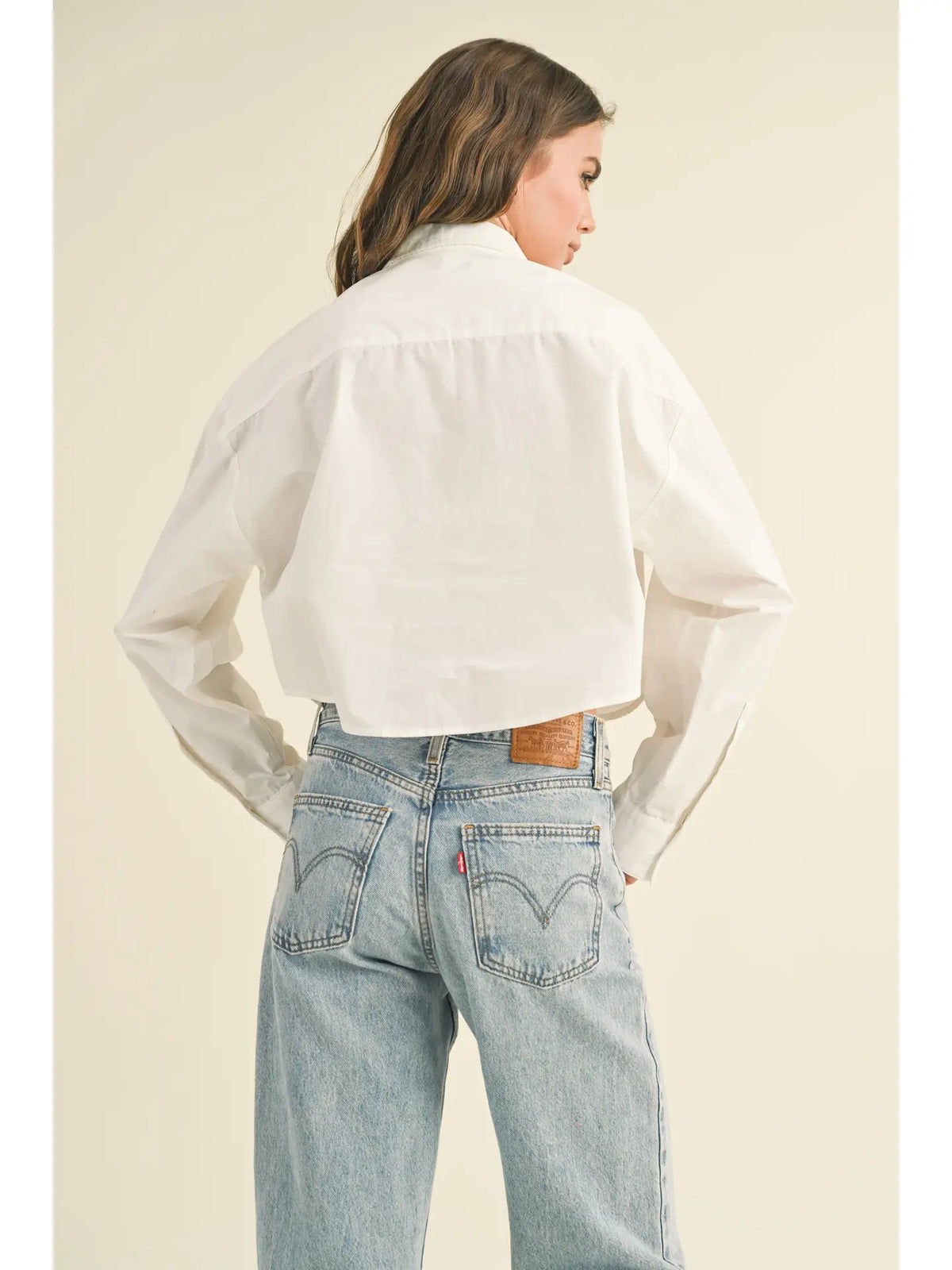 Wren White Cropped Button Down