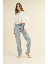 Wren White Cropped Button Down